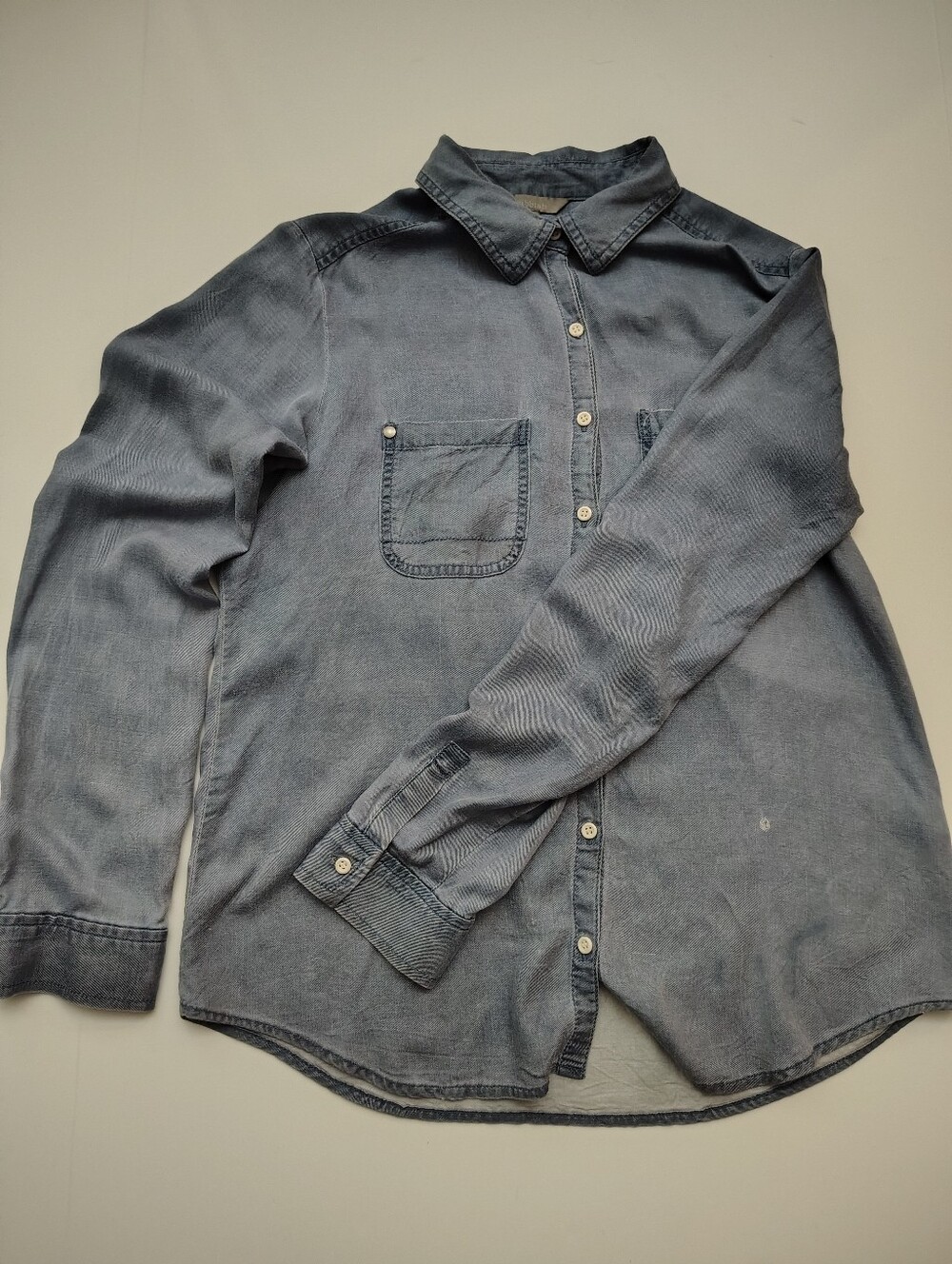 Classic Women's Washed Denim Shirt - Blue